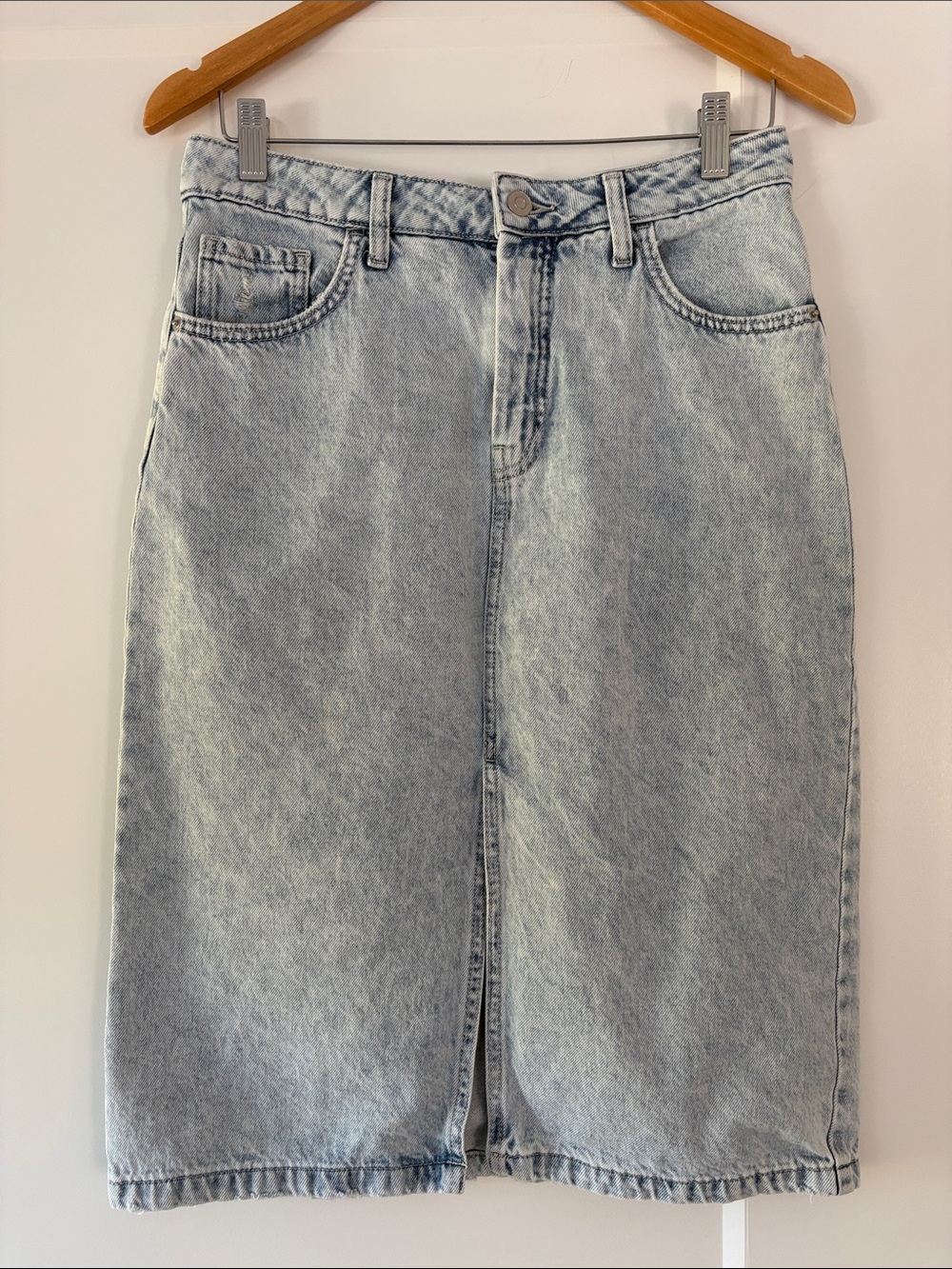 George Light Blue Denim Midi Skirt